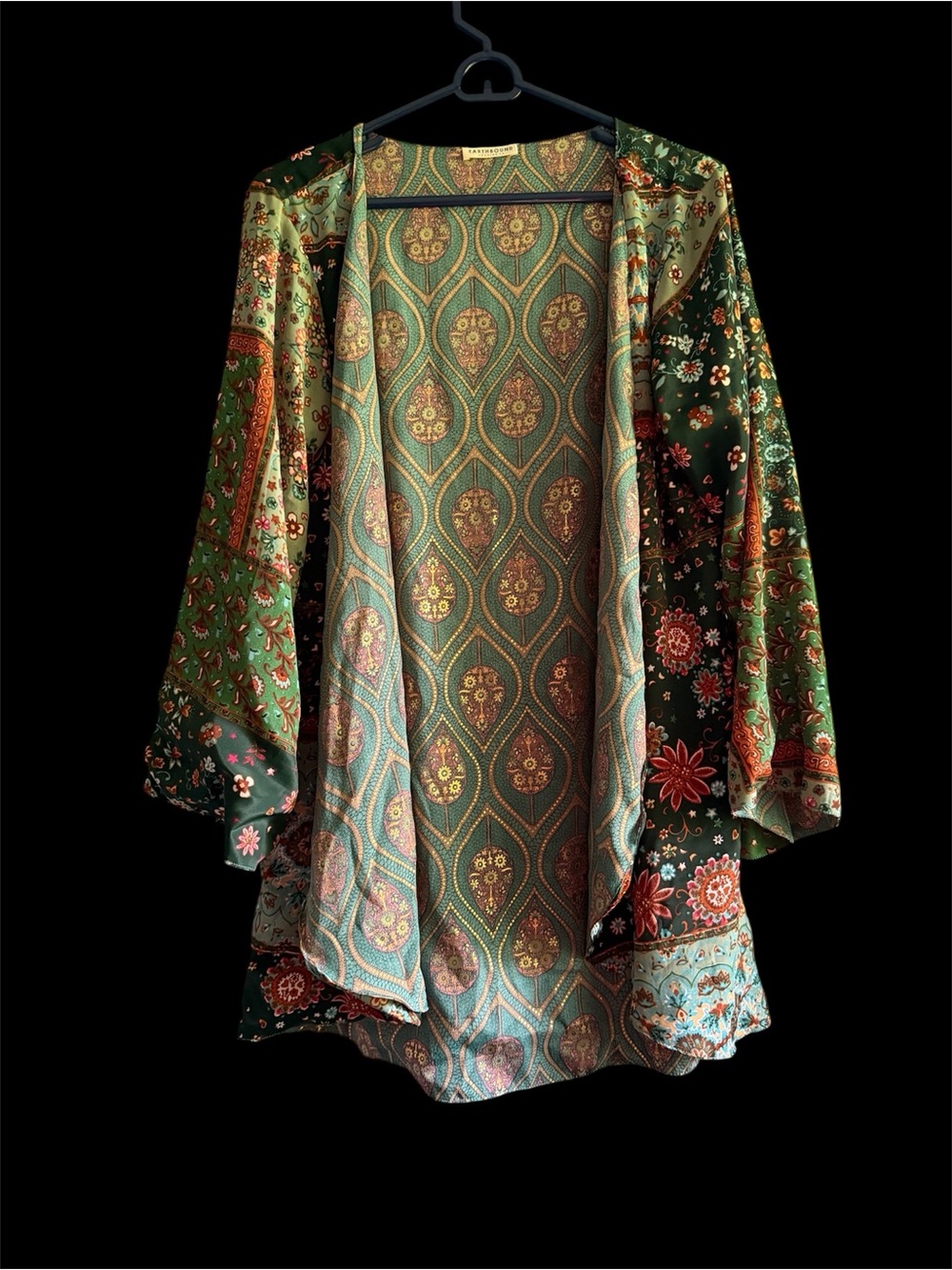 Earthbound Trading Co. Paisley Print kimono style cover up